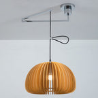 Japanese Minimalist Wooden Pumpkin Swing Arm 1-light Pendant Light BulbSquare