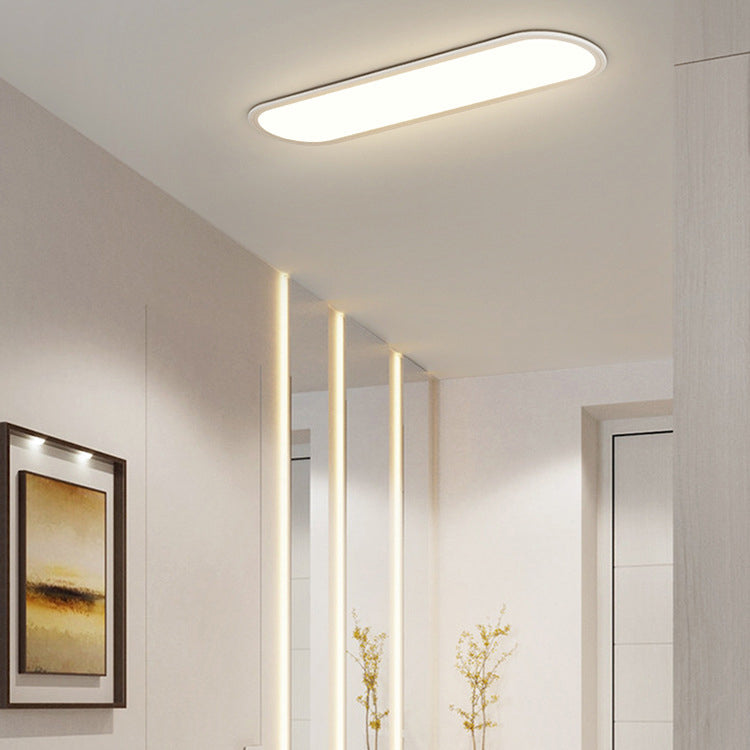 Modern Minimalist Iron Aluminum Acrylic Strip Elliptical LED Flush Mount Ceiling Light for Hallway