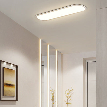 Modern Minimalist Iron Aluminum Acrylic Strip Elliptical LED Flush Mount Ceiling Light for Hallway