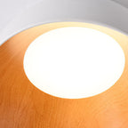 Minimalist Wooden Bowl Iron LED Flush Mount Ceiling Light BulbSquare