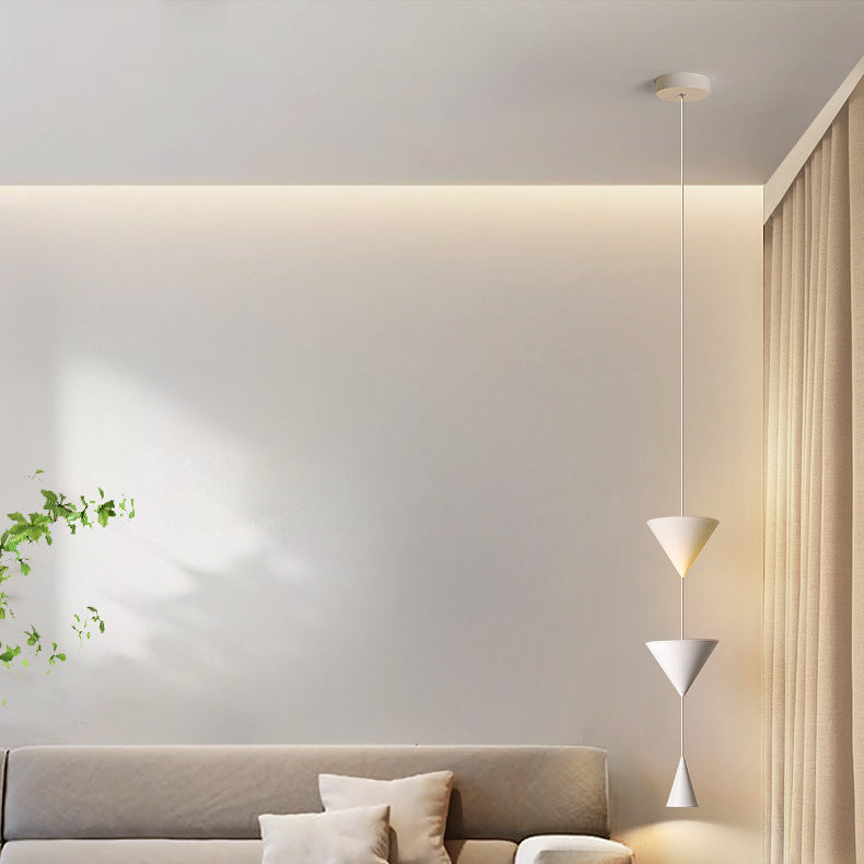 Modern Minimalist Cone Iron Aluminum Acrylic LED Pendant Light for Bedroom