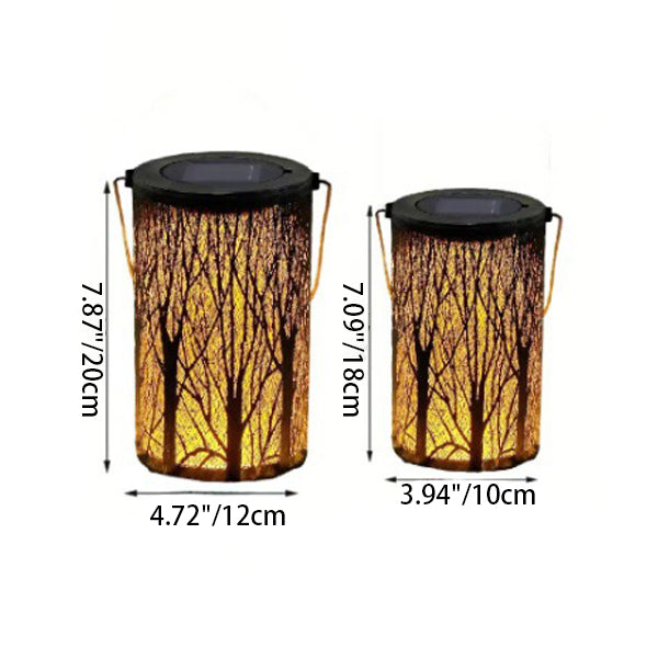 Modern Art Deco Solar Cylinder Skeleton Lantern Iron LED Outdoor Landscape Light For Garden Lumendat