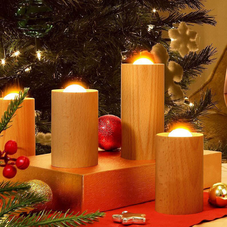 Modern Simple Wooden Cylindrical USB LED Table Lamp Lumendat