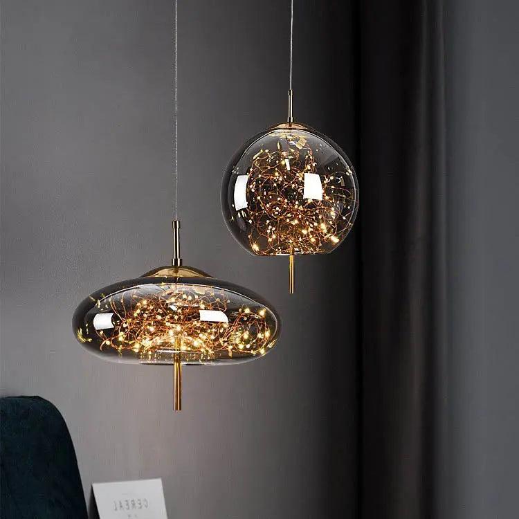 Contemporary Scandinavian Cylinder Oval Glass 1-light Pendant Light for Bedroom modern luxury lighting fixture