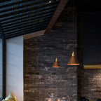 Modern Minimalist Solid Wood Cone Copper 1-light Pendant Light for Living Room BulbSquare