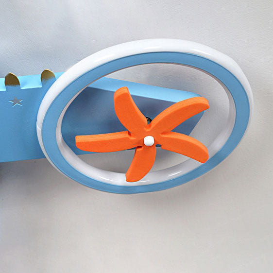 Lumendat Contemporary Creative Acrylic Hardware Cartoon Aircraft Blue LED Kids Flush Mount Ceiling Light For Bedroom Lumendat