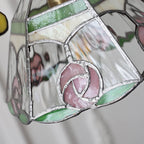 Vintage Tiffany Rose Flower Conical Stained Glass 1-light Pendant Light BulbSquare