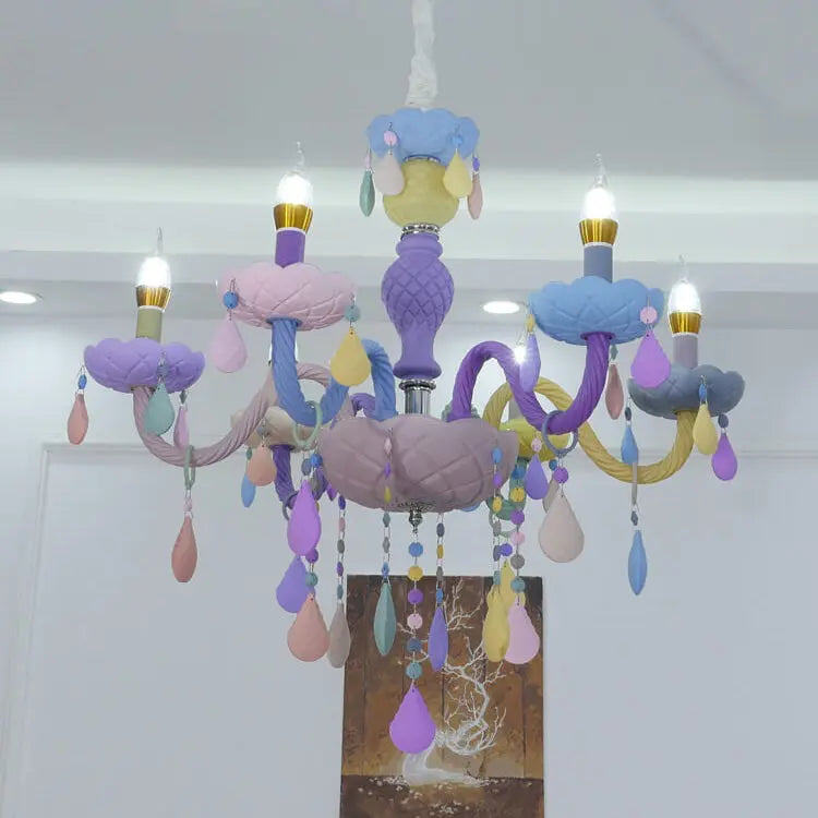 Modern Children's Princess Macaroon Candelabra Crystal Glass 5/6/8/10/12/15 Light Chandelier Lumendat