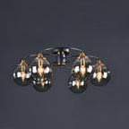 Modern Mid-Century Iron Frame Magic Bean Glass Shade 4/6-Light Semi-Flush Mount Ceiling Light For Living Room Lumendat