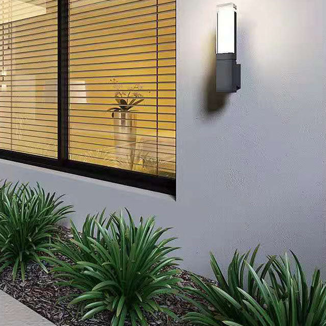 Outdoor Modern Waterproof Rectangular Column LED Wall Sconce Lamp Lumendat