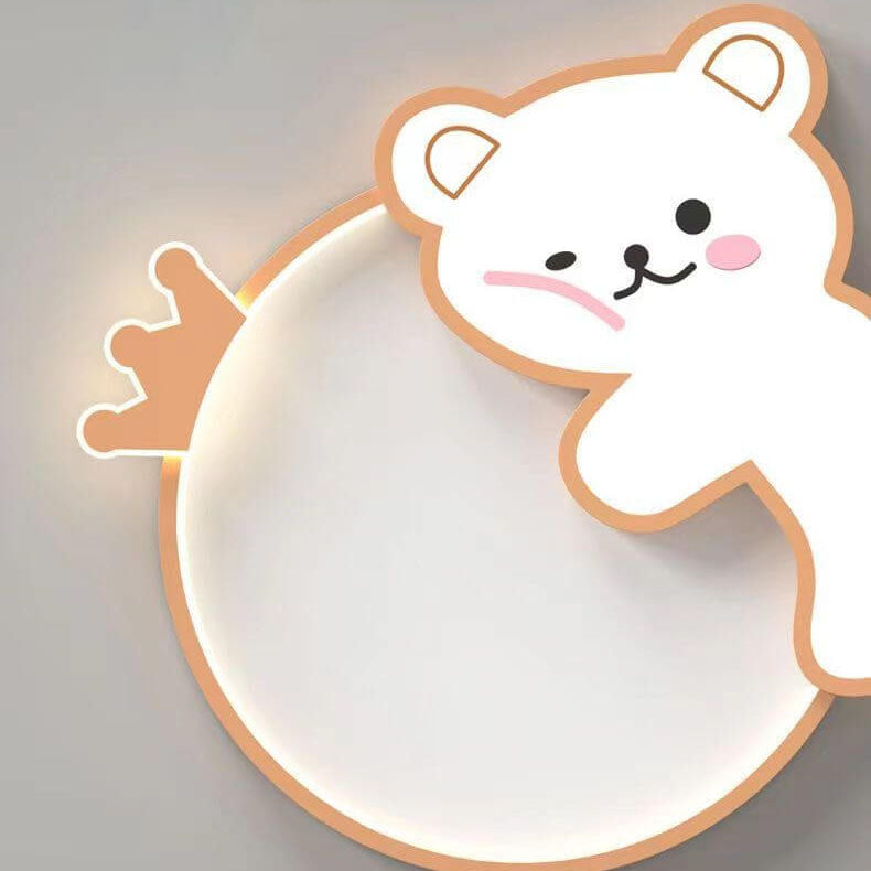 Lumendat Modern Cute Children's Bear Iron Acrylic Eye Protection LED Flush Mount Ceiling Light Lumendat