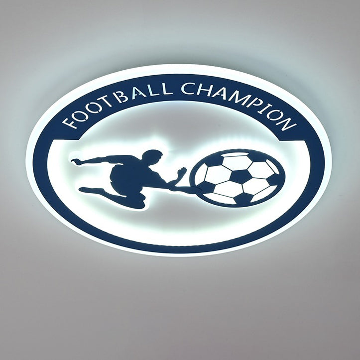 Lumendat Contemporary Creative Kids Round Football Iron Acrylic LED Flush Mount Ceiling Light For Bedroom Lumendat
