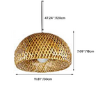 Traditional Vintage Bamboo Metal Weaving Round 1-Light Pendant Light for Living Room Lumendat