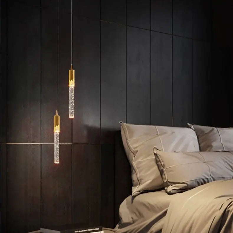 Contemporary Scandinavian Water Drops Iron Aluminum Crystal LED Chandelier for Bedroom Lumendat