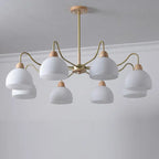 Nordic Japanese Glass Round Wood 3/6/8 Light Chandelier Lumendat