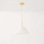 Contemporary Scandinavian Pleated PVC Fabric Hardware Drum Cone 1-Light Pendant Light for Living Room Lumendat