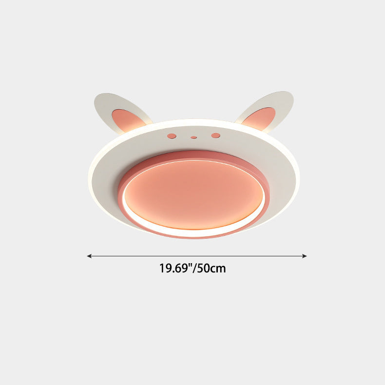 Lumendat Modern Simplicity Kids Iron Acrylic Rabbit Round LED Flush Mount Ceiling Light For Bedroom Lumendat