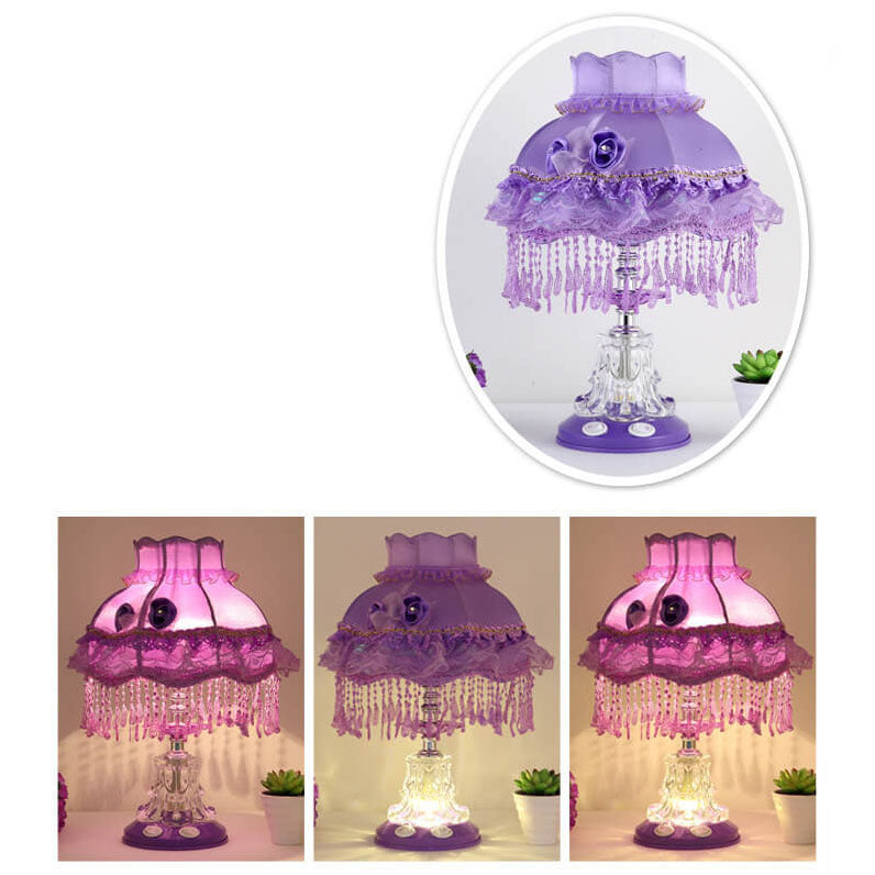 European Style Wedding Fabric Glass 1-Light Table Lamp Lumendat