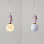 Lumendat Contemporary Nordic Kids Resin Glass Round Angel 1-Light Pendant Light For Bedside Lumendat