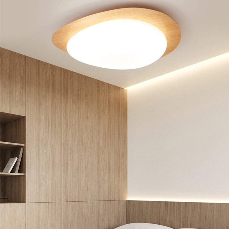 Contemporary Scandinavian Pebble Shape Iron Acrylic LED Flush Mount Ceiling Light for Bedroom