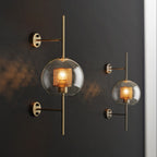Contemporary Industrial Iron Finish Frame Spherical Glass Shade 1-Light Wall Sconce Lamp For Bedroom Lumendat