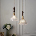 Nordic Modern Minimalist Flower Copper Walnut Glass 1-light Pendant Light Lumendat