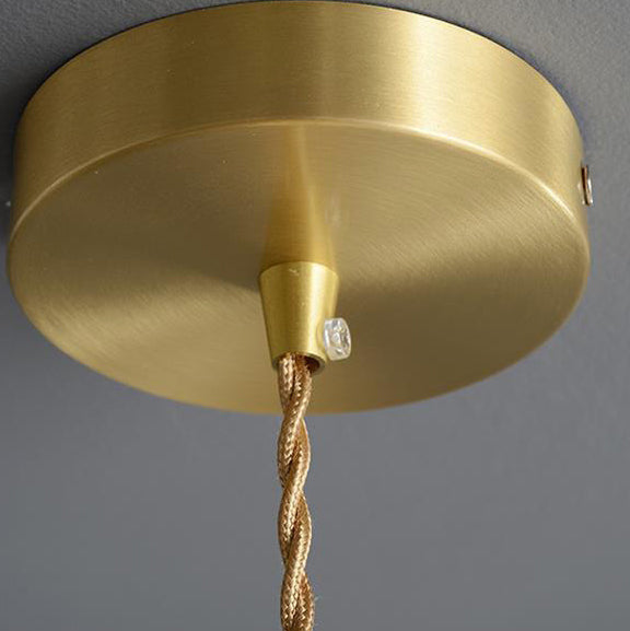 Traditional Vintage Cylindrical Brass Glass 1-light Pendant Light for Bedroom BulbSquare