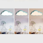 Contemporary Scandinavian Macaron Cartoon Iron PVC Cloud Shade LED Flush Mount Ceiling Light For Living Room
