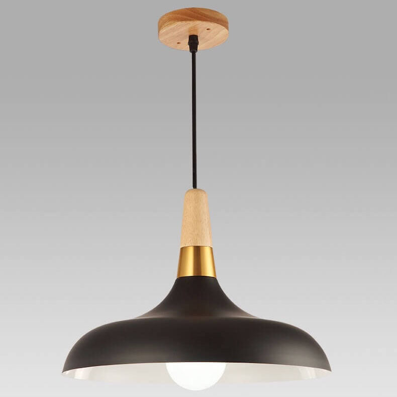 Nordic Macaron Barn Metal Wood 1-light Pendant Light