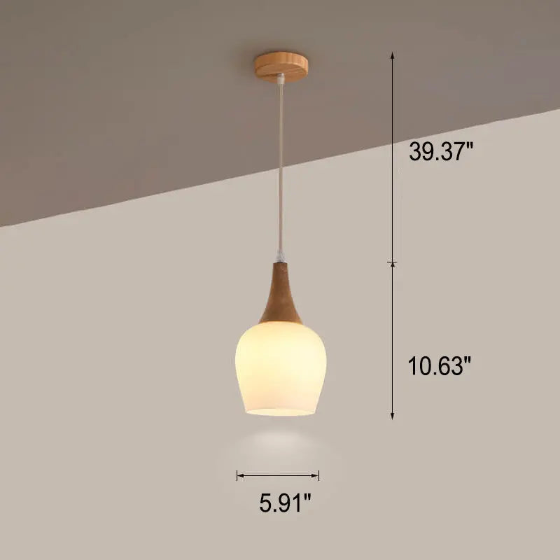 Nordic Solid Wood Glass White Bottle Island Light 1/3 Light Chandelier Lumendat