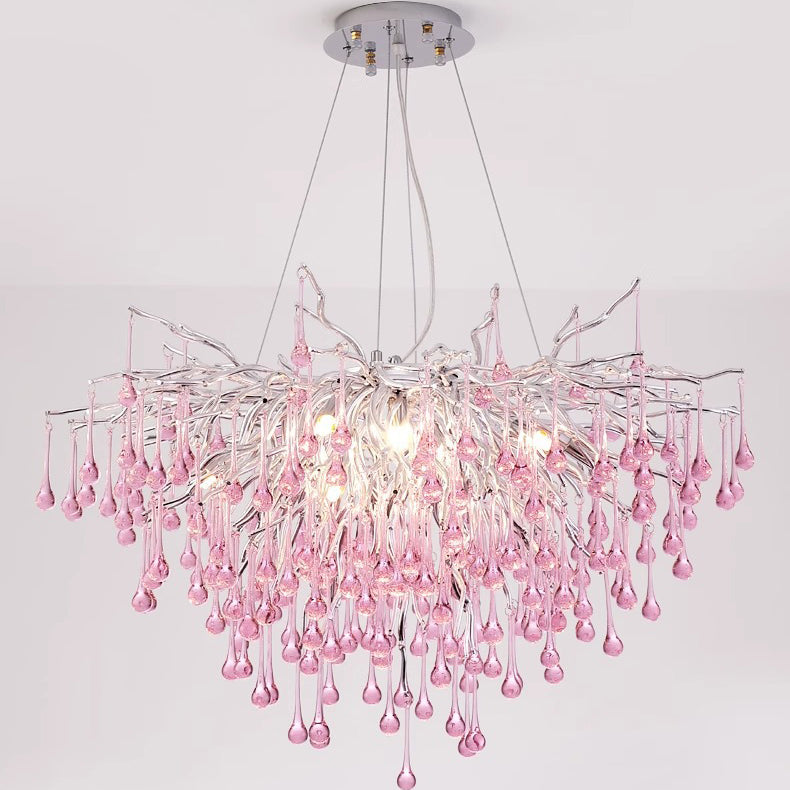 Modern Luxury Crystal Glass Aluminum Branch Water Drop 6/8/10/14 Chandeliers for Dining Room