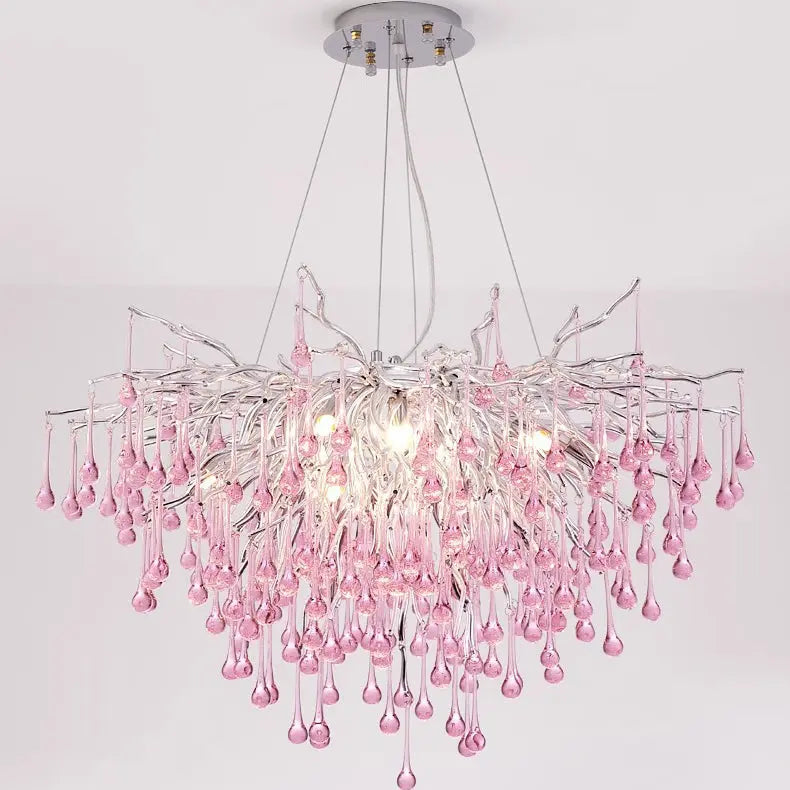 Modern Luxury Crystal Glass Aluminum Branch Water Drop 6/8/10/14 Chandeliers for Dining Room Lumendat