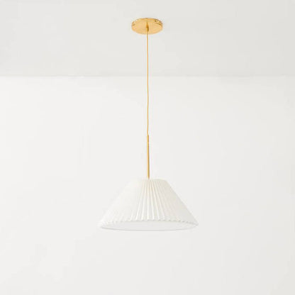 Nordic Minimalist Pleated PVC Fabric Drum Cone 1-Light Pendant Light
