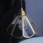 Traditional Japanese Cone Geometric Glass Copper 1-Light Pendant Light Lumendat