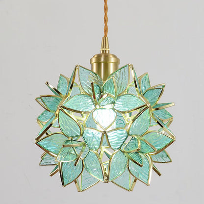 French Luxury Glass Gardenia Petal Ball 1-light Pendant Light