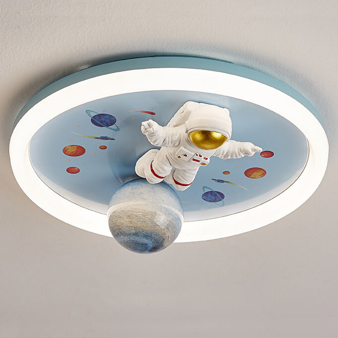 Lumendat Cartoon Creative Space Astronaut Resin LED Flush Mount Ceiling Light Lumendat