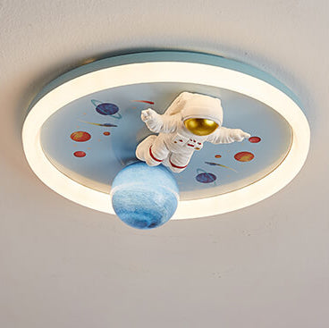 Lumendat Cartoon Creative Space Astronaut Resin LED Flush Mount Ceiling Light Lumendat