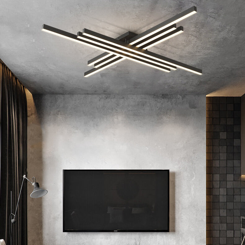 Industrial Aluminum Creative Geometric Line LED Flush Mount Light BulbSquare