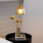Vintage Glass Brass Drum 1-light Pendant Light BulbSquare