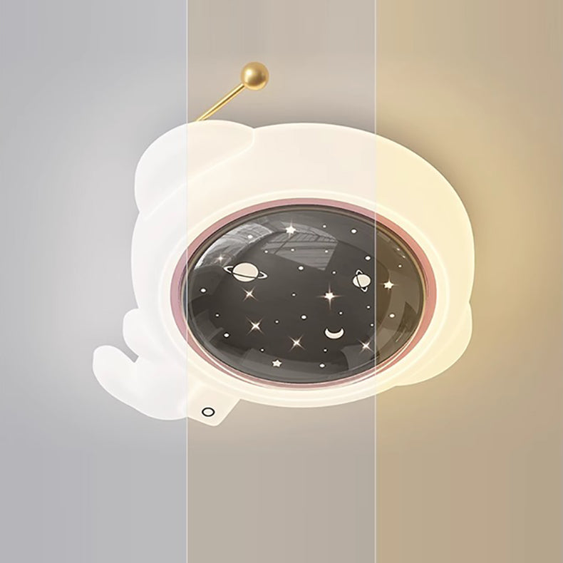 Lumendat Modern Art Deco Kids Iron PE Astronaut Round LED Flush Mount Ceiling Light For Bedroom Lumendat