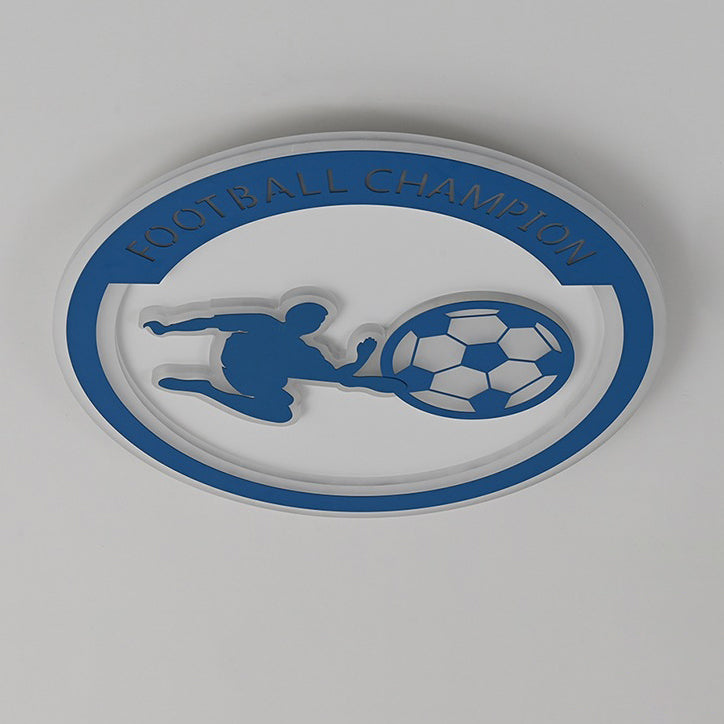 Lumendat Contemporary Creative Kids Round Football Iron Acrylic LED Flush Mount Ceiling Light For Bedroom Lumendat