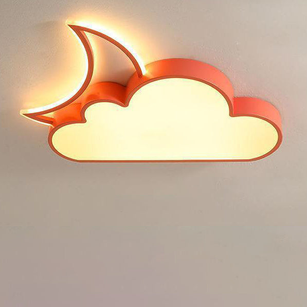 Lumendat Contemporary Nordic Kids Iron Acrylic Cloud Moon LED Flush Mount Ceiling Light For Bedroom Lumendat