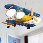 Lumendat Contemporary Creative Cartoon Metal Aircraft Glass Shade 5-Light Kids Chandelier For Bedroom Lumendat