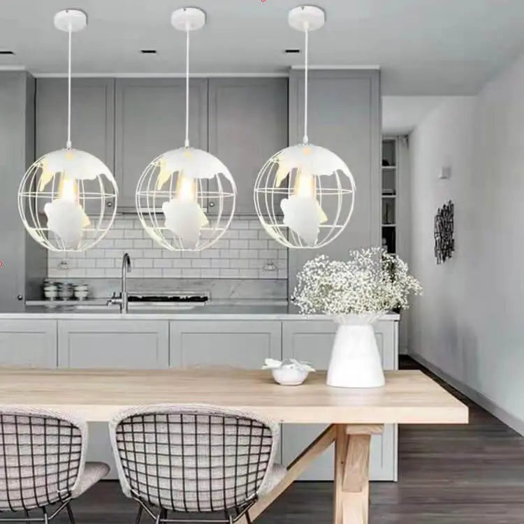 Contemporary Creative Round Earth Shaped Iron 1-light Pendant Light for Living Room Lumendat