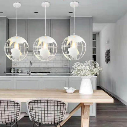 Contemporary Creative Round Earth Shaped Iron 1-Light Pendant Light For Living Room
