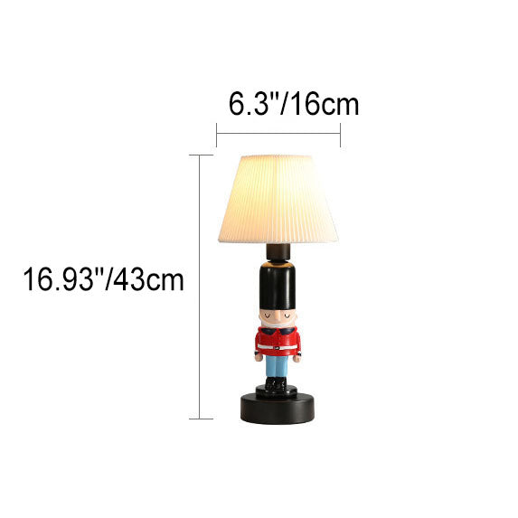 Lumendat Creative Soldier Resin Fabric Cone Kids 1-Light Table Lamp Lumendat