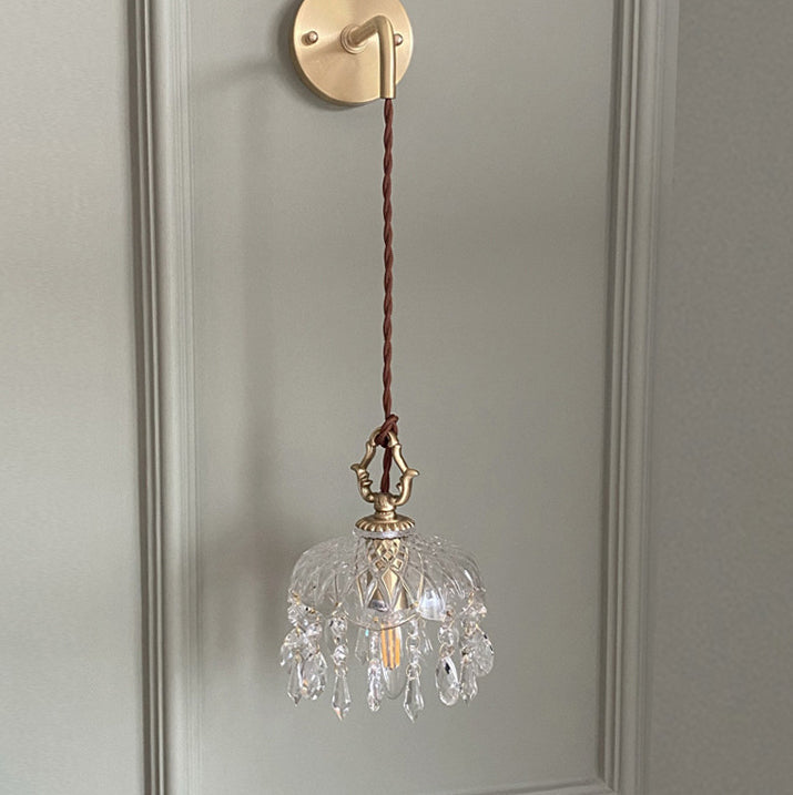 Vintage Decorative Floral Crystal 1-Light Wall Sconce Lamp