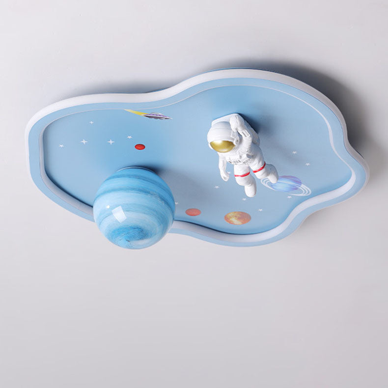 Lumendat Contemporary Creative Cartoon Planet Spaceman Acrylic LED Kids Flush Mount Ceiling Light For Living Room Lumendat