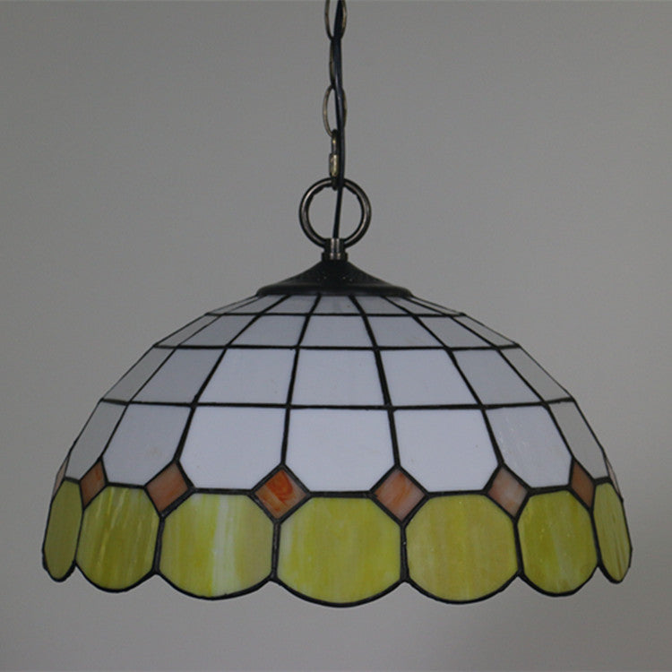 Tiffany Vintage Gemstone Stained Glass Dome 3-light Pendant Light BulbSquare