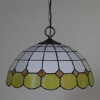Tiffany Vintage Gemstone Stained Glass Dome 3-light Pendant Light BulbSquare